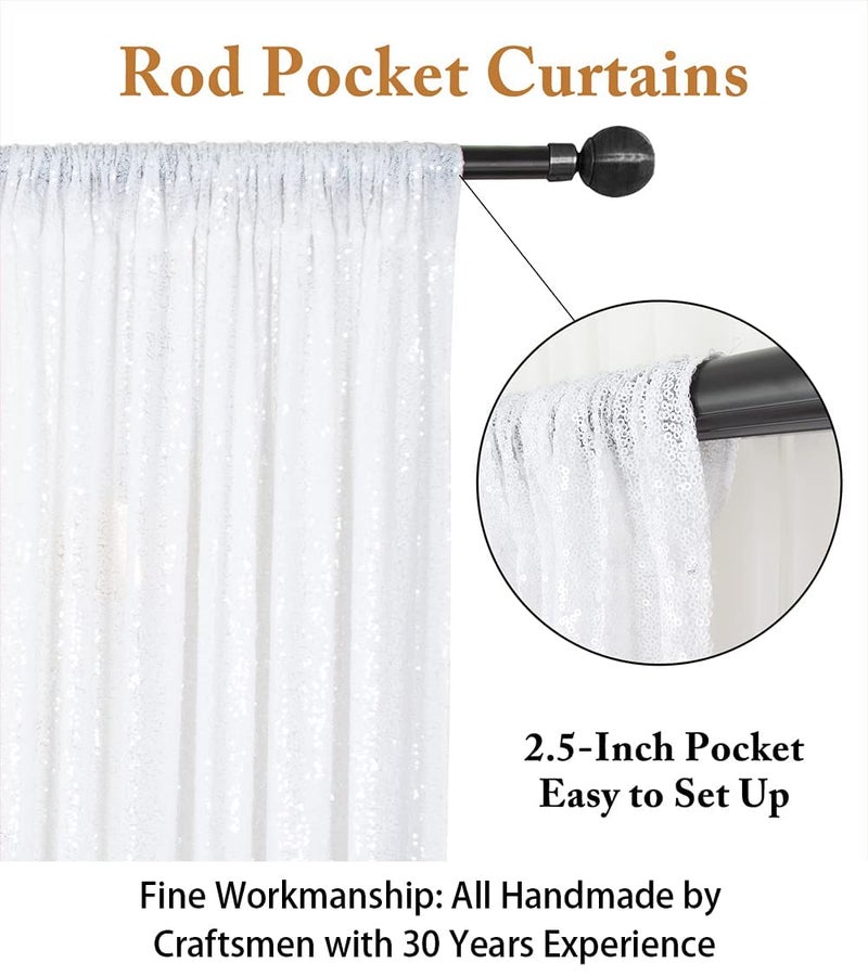 ShinyBeauty 6FTx8FT-White-SEQUIN Backdrop-Curtain-Sequin Photography Backdrop Shimmer Sequin Fabric Backdrop for Birthday Party Event Decoration - Image 3